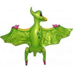 Воздушный шар фольгированный 32''/81 см Ходячая Фигура, Динозавр Птеродактиль, Зеленый