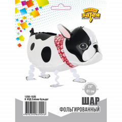 Воздушный шар фольгированный Фигура ходячая 24"/61 см Собака Бульдог