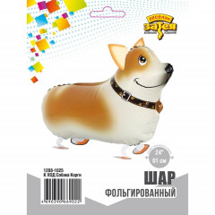 Воздушный шар фольгированный Фигура ходячая 24"/61 см Собака Корги