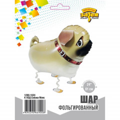 Воздушный шар фольгированный Фигура ходячая 24"/61 см Собака Мопс