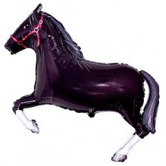 Воздушный шар фольгированный мини-фигура 14" Лошадь черная 36 см