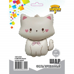 Воздушный шар фольгированный Фигура 23"/58 см Кошка щечки сердца