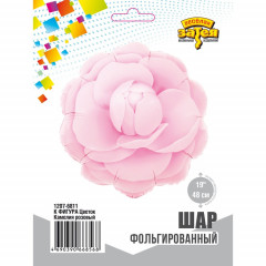 Воздушный шар фольгированный Фигура 19"/48 см Цветок Камелия розовый