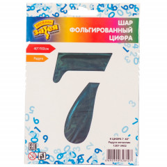 Воздушный шар фольгированный 40"/102 см Цифра 7 Радуга металлик