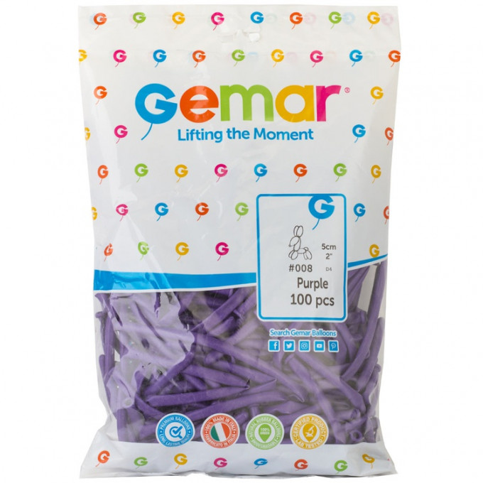 Воздушный шар латексный для моделирования ШДМ 260-2/08 Пастель Purple