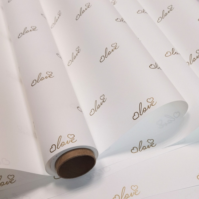 Пленка матовая 60см*10м "Вместе навсегда" 60мкм БЕЛЫЙ/ЗОЛОТО