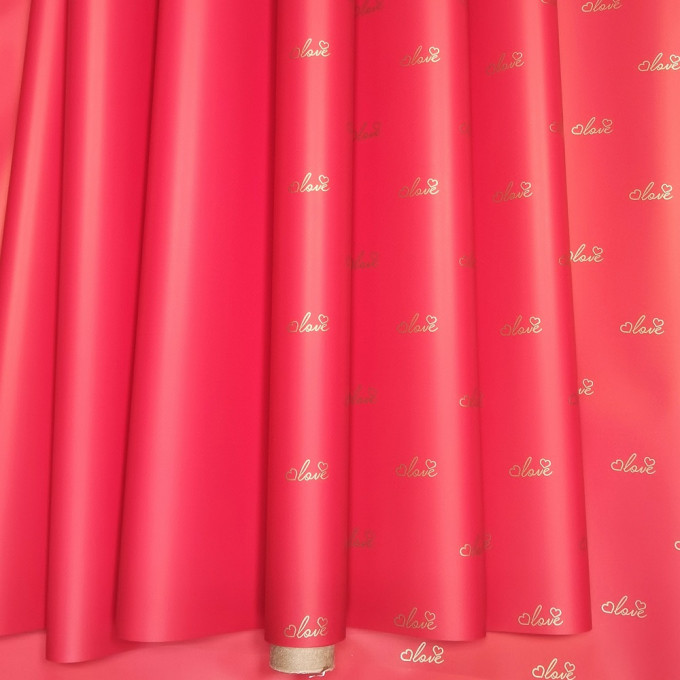 Пленка матовая 60см*10м "Вместе навсегда" 60мкм КРАСНЫЙ/ЗОЛОТО