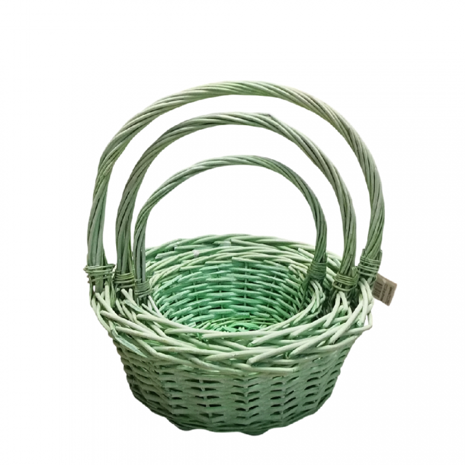 Корзина Ива Круг 33*33*13, 29*29*12, 23*23*10V Светло-зеленый из 3 шт