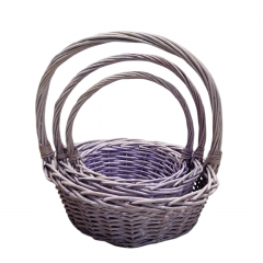 Корзина Ива Круг 33*33*13, 29*29*12, 23*23*10V Сиреневый из 3 шт