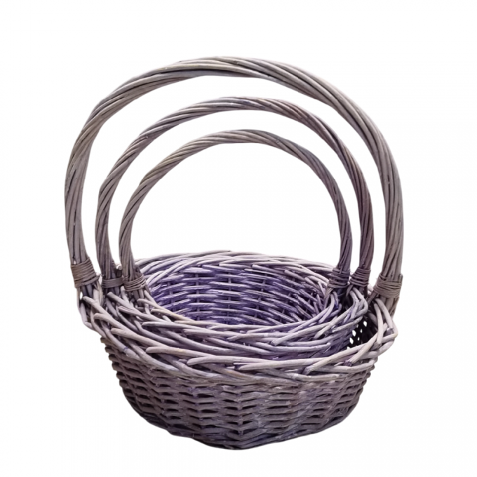 Корзина Ива Круг 33*33*13, 29*29*12, 23*23*10V Сиреневый из 3 шт