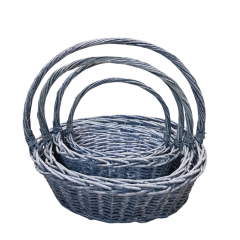 Корзина Ива Овал 45*35*15, 38*30*13, 33*25*12, 28*20*10 Голубой из 4 шт