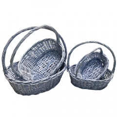 Корзина Ива Овал 45*35*15, 38*30*13, 33*25*12, 28*20*10 Голубой из 4 шт