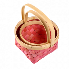 Набор корзин из 2 шт Береста (секвойя) Круг D22*Н13/28 см; D17*Н11/24 см Розовый