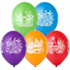Воздушный шар латексный с рисунком  шелкография пастель 14" Лунтик