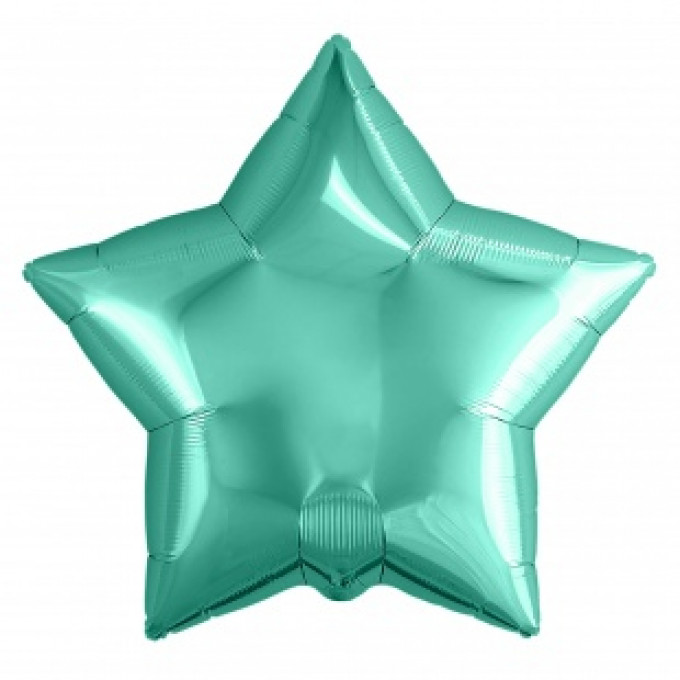 Воздушный шар фольгированный без рисунка 19''/48 см Звезда Бирюзовый