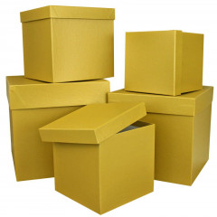 Коробка подарочная набор из 5 шт Квадратные ЗОЛОТО КТ 21*21*21 см