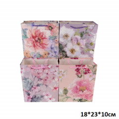 Пакет подарочный Цветы 18*23*10 см МИКС
