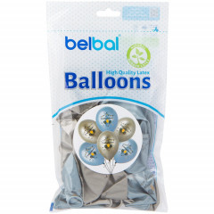 Воздушный шар латексный с рисунком 14" хром С Юбилеем