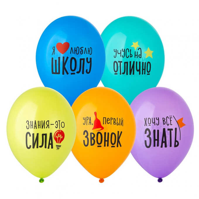 Воздушный шар латексный с рисунком 14" Я люблю Школу!