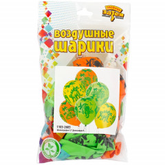 Воздушный шар латексный с рисунком 12" пастель шелкография Динозавры ассорти 25 шт