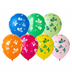 Воздушный шар латексный с рисунком 12" пастель шелкография Фиеста ассорти