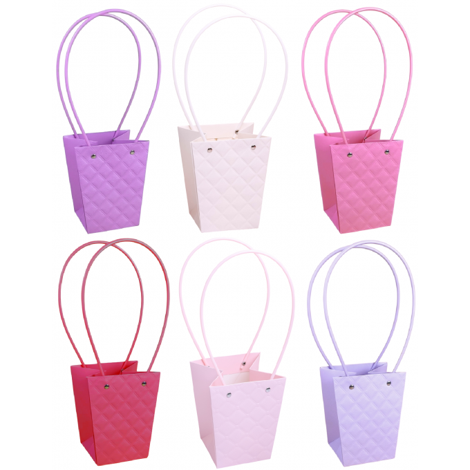 ПЛАЙМ пакет для цветов и подарков РОМБЫ 13*9,5*15,5см АССОРТИ (6в*1)