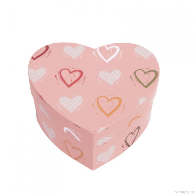 Коробка подарочная набор из 5 шт Сердце СЕРДЦА НА РОЗОВОМ 33*32,3*14 см