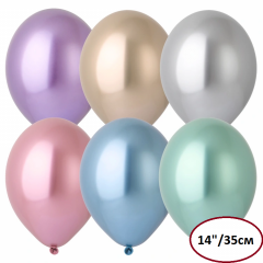 Воздушный шар латексный без рисунка 14" Хром Glossy ассорти