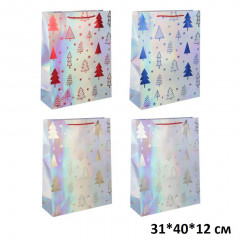 Пакет подарочный 31*40*12 cм Новогодний LUX Ассорти