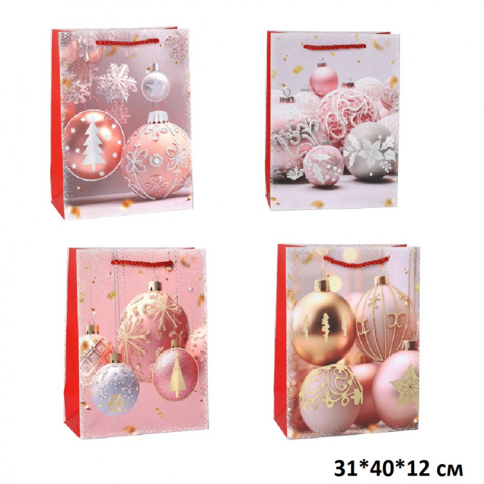Пакет подарочный 31*40*12 cм Новогодний LUX Ассорти
