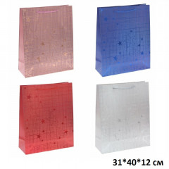 Пакет подарочный 31*40*12 cм Новогодний LUX Ассорти