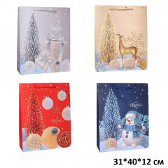 Пакет подарочный 31*40*12 cм Новогодний LUX Ассорти