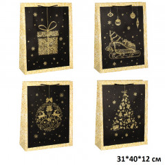 Пакет подарочный 31*40*12 cм Новогодний LUX Ассорти