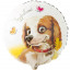 Воздушный шар фольгированный с рисунком 18" Круг Поздравляю! собака с цветком