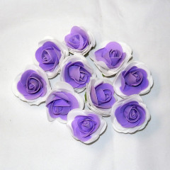 Цветок латексный Роза 50мм Белый + фиолетовый /43016