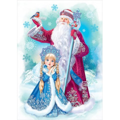 Двусторонняя наклейка "Дед Мороз и Снегурочка"