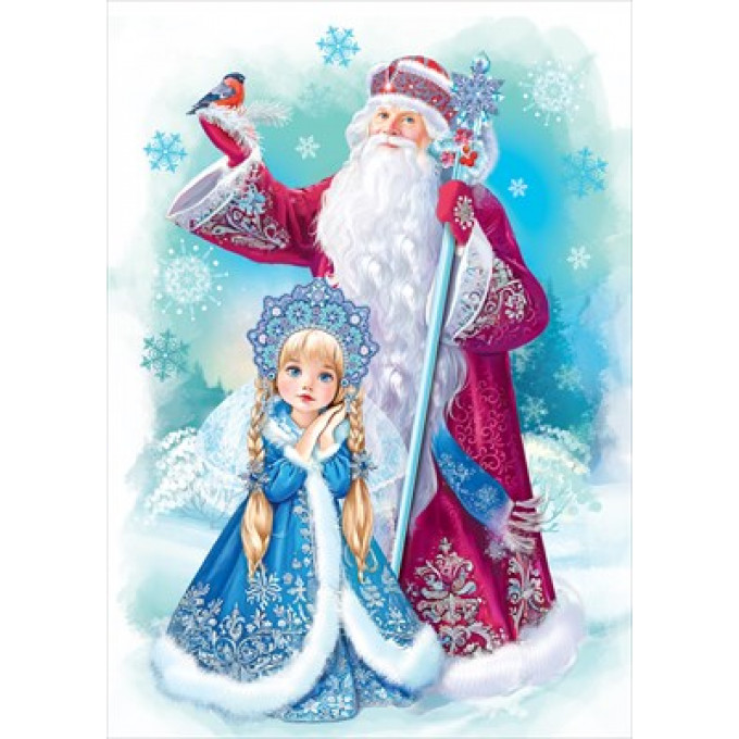Двусторонняя наклейка "Дед Мороз и Снегурочка"