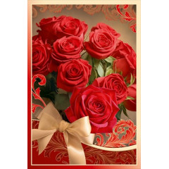 Открытка без надписи (розы с бантом)