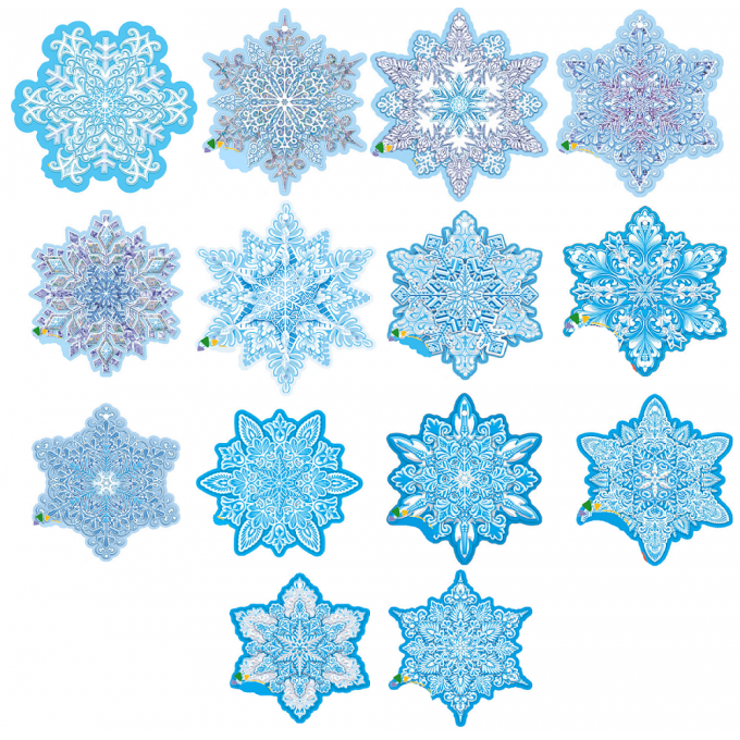Набор снежинок на скотче МИКС (14в*2)