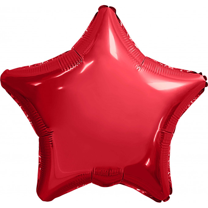 Воздушный шар фольгированный  9''/23 см Мини-звезда Б/РИС Красный