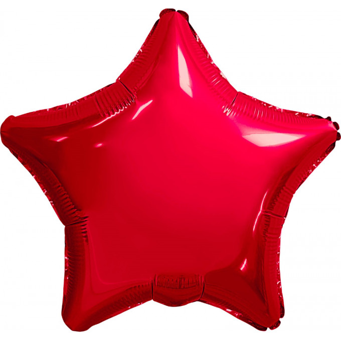 Воздушный шар фольгированный  9''/23 см Мини-звезда Б/РИС Красный