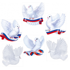 Украшение на скотче "Голуби" Микс (6в*2)