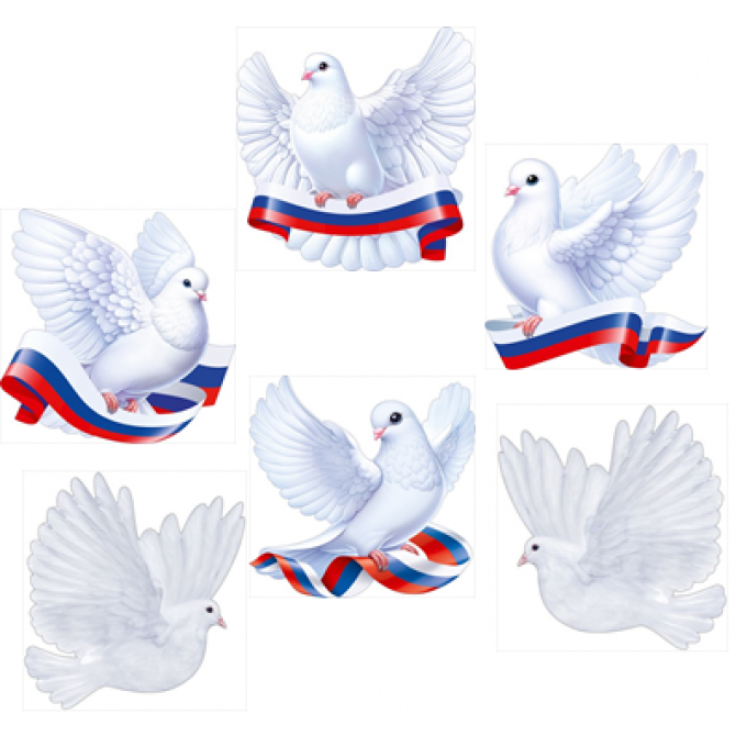 Украшение на скотче "Голуби" Микс (6в*2)
