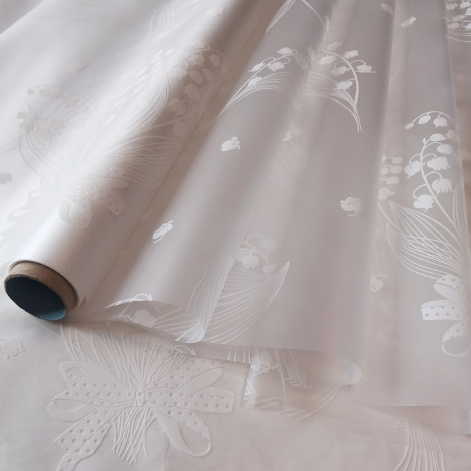 Пленка матовая 60см*10м Ландыши БЕЛЫЙ