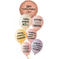 Набор шаров ТЕПЕРЬ МОЖНО ВСЁ 18 (фольга Круг + 6 шт латекс)
