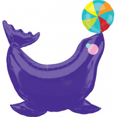 Воздушный шар фольгированный 17\'\'/43 см Мини-фигура Морской котик Филетовый