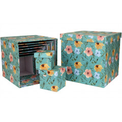 Коробка подарочная набор из 10 шт Куб ЦВЕТЫ 26,5*26,5 см