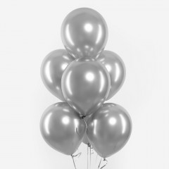 Воздушный шар латексный 12\'\'/30 см хром Серебро 50 шт