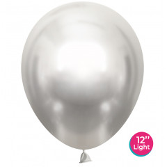 Воздушный шар латексный  12''/30 см хром Серебро лайт, 50 шт