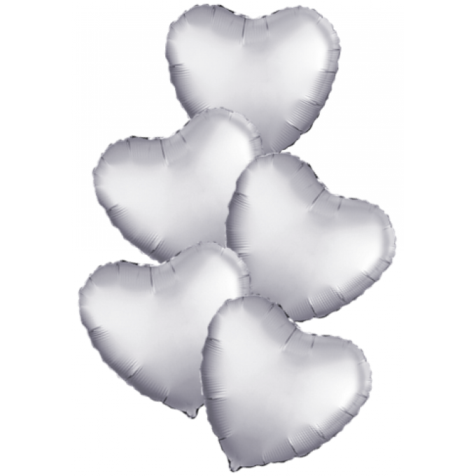 Набор фольгированных шаров 19"/48см СЕРДЦЕ Мистик Платина